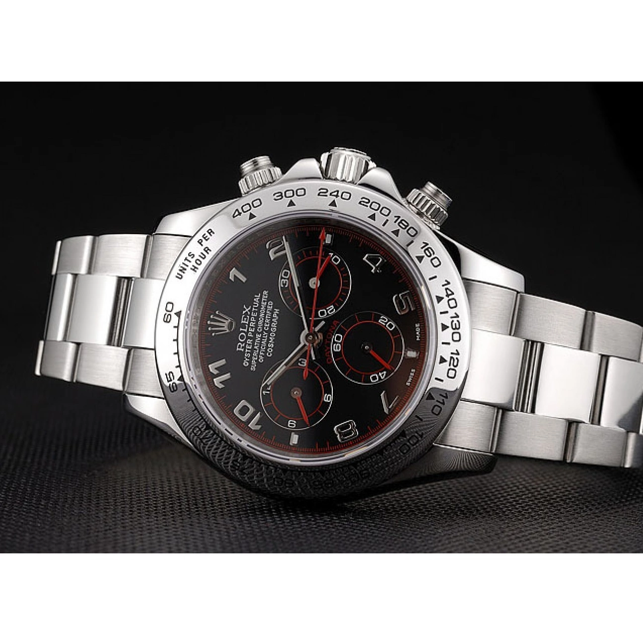 Aaa replica watch Steel 80296 Daytona Rolex Dial Swiss Stainless Black Bracelet 0608